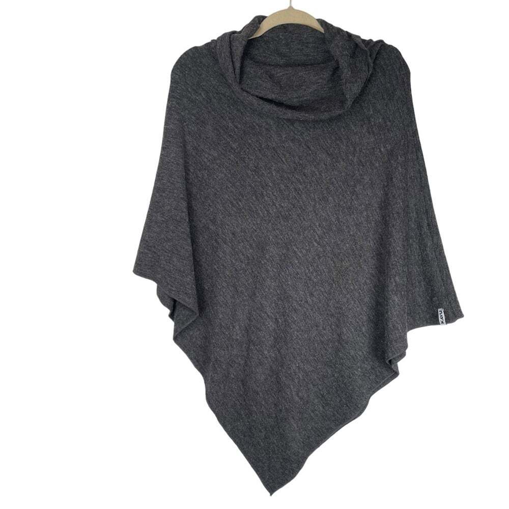 KAVU Women's Pretty Poncho Size O/S Grey Turtleneck Soft Winter Layering